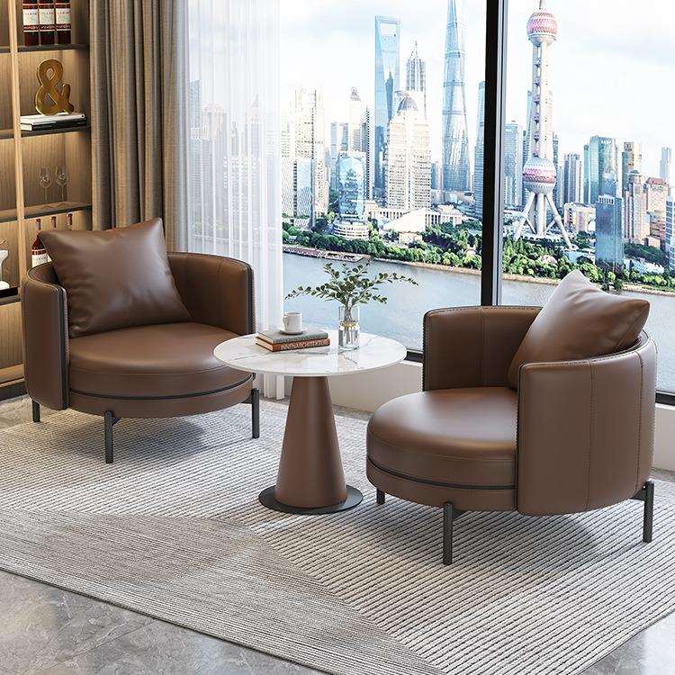 2025意式轻奢简约洽谈桌椅酒店接待会客区阳台单人沙发椅茶几组合