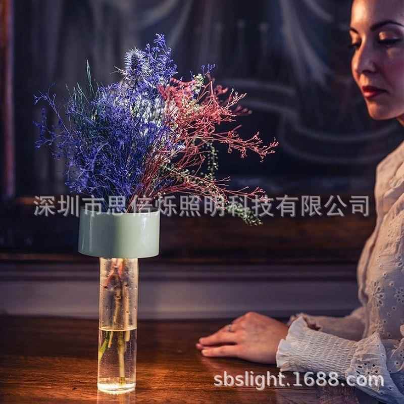 意大利充电台灯设计师吧台餐桌现代简约LED花瓶餐厅卧室氛围台灯