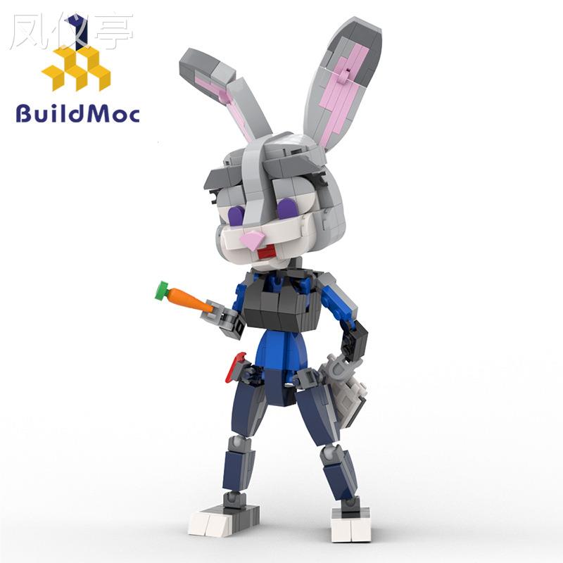 BuildMoc疯狂动物城兔子警官朱迪积木小颗粒拼装益智玩具新款玩具