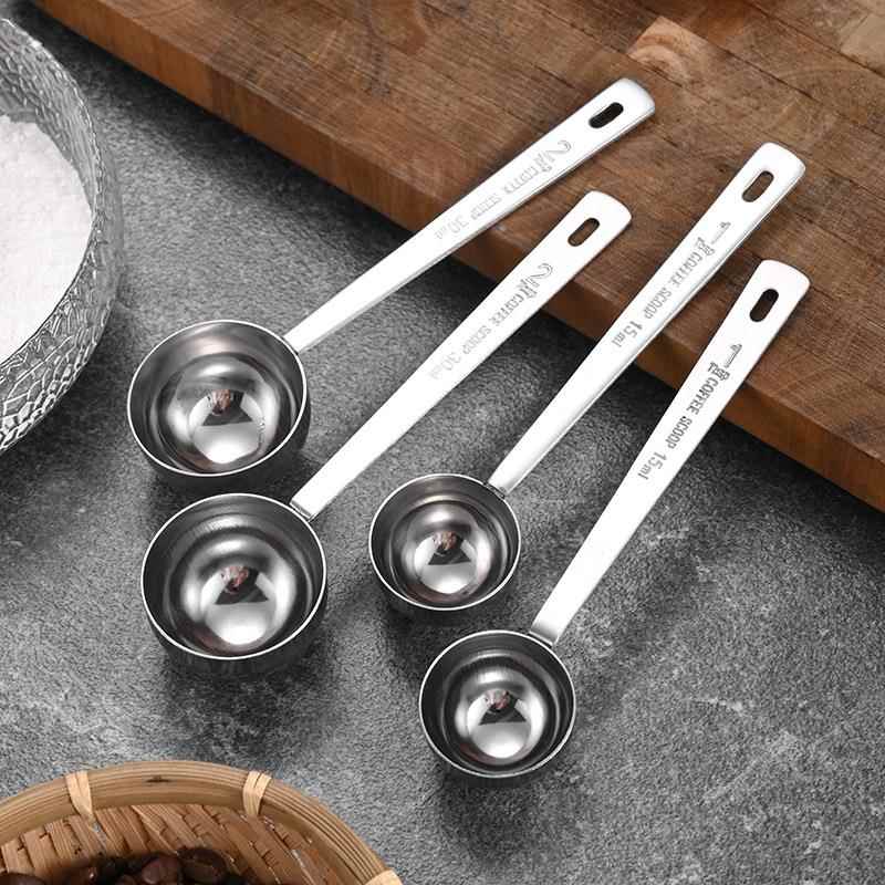 挂孔加厚304不锈钢量勺15ml量匙咖啡粉勺奶茶店30ml计量勺果粉勺