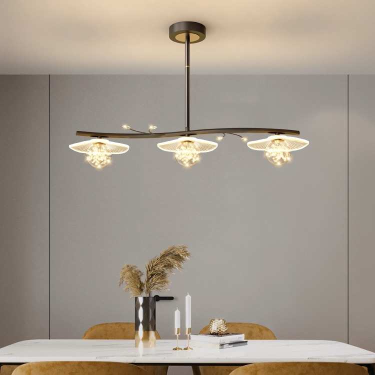 用餐简约奢2025家红餐厅年新款桌灯轻吊灯吸顶灯吧台现代具网长条