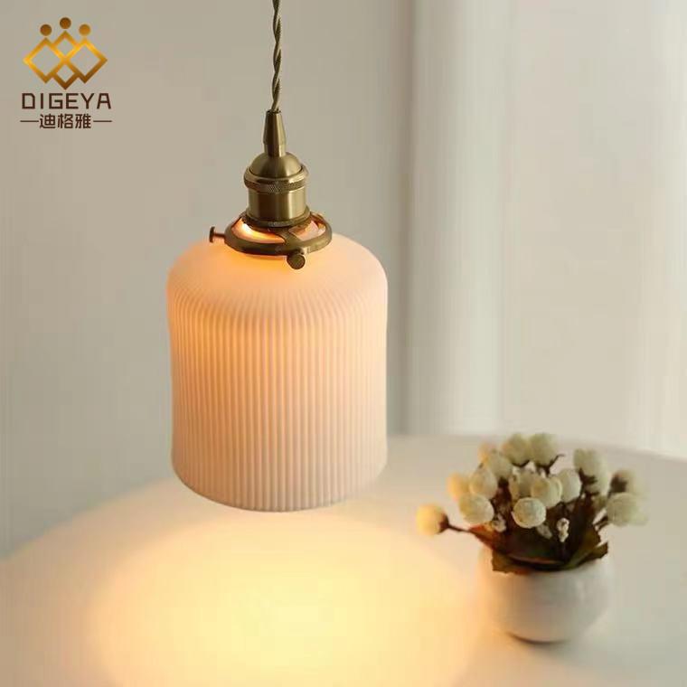 日式陶瓷吊灯复古百褶餐厅吧台民宿床头玄关过道茶室北欧黄铜吊灯