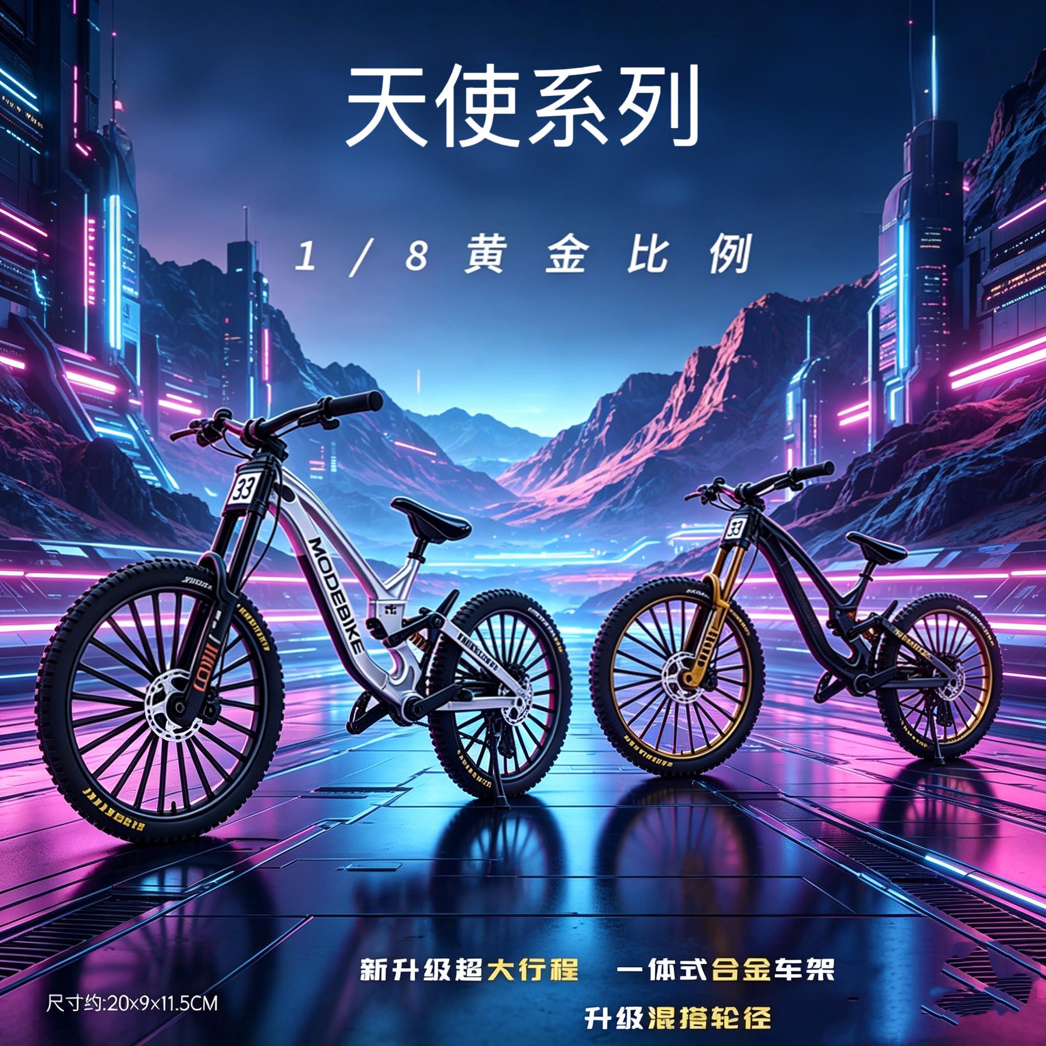 软尾山地车前后减震仿真合金自行车玩具模型赛车迷你单车摆件礼物