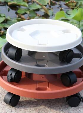 移动托盘塑料带滚轮圆形底盘盆栽接水可移动花盆架万向轮厂家直销