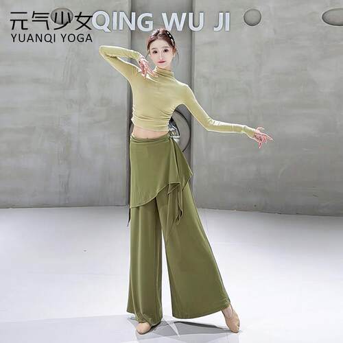 现代舞练功服女长袖半高领中国舞形体训练服套装显瘦古典舞艺考服