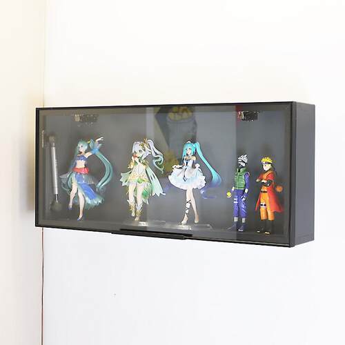 铝合金浴室壁柜上下翻转水平柜客厅玻璃架子模型手工展示柜壁挂式