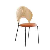 北欧实木餐椅家用网红贝壳椅轻奢中古椅子靠背复古民宿餐厅软批发