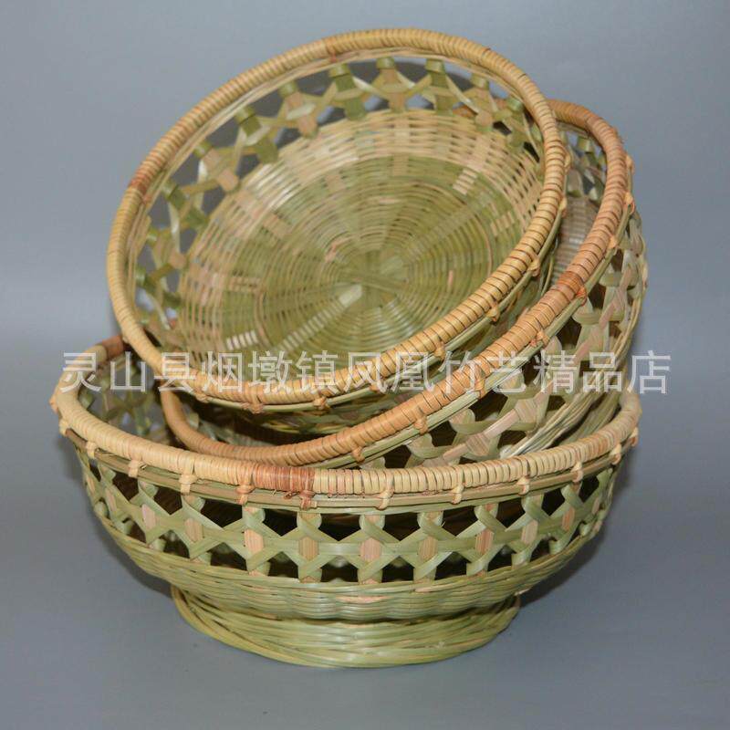 竹制品竹编藤编纯手工小竹篮馒头收纳筐水果点心创意花篮子家用