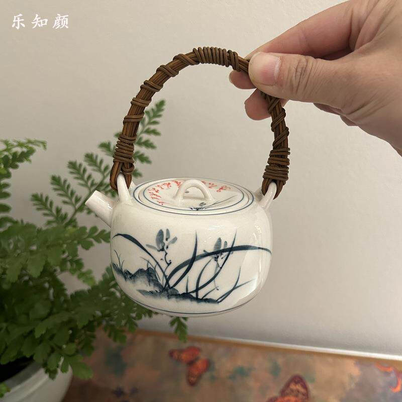 提藤梁壶下彩手绘兰花泡茶壶茶具XLC-22-1陶瓷大容量过滤用球孔家