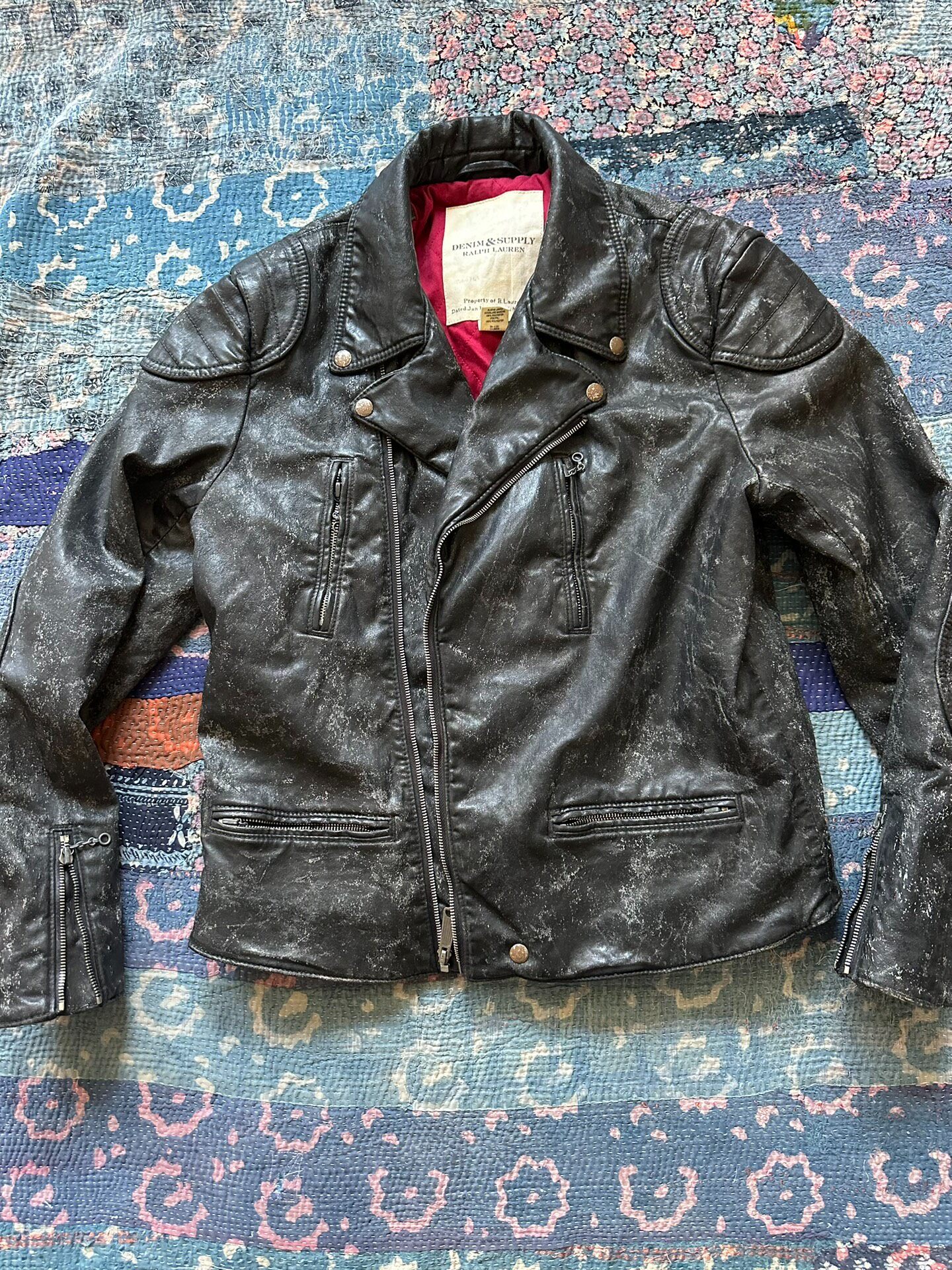 RRL Distressed Black Denim Jacket