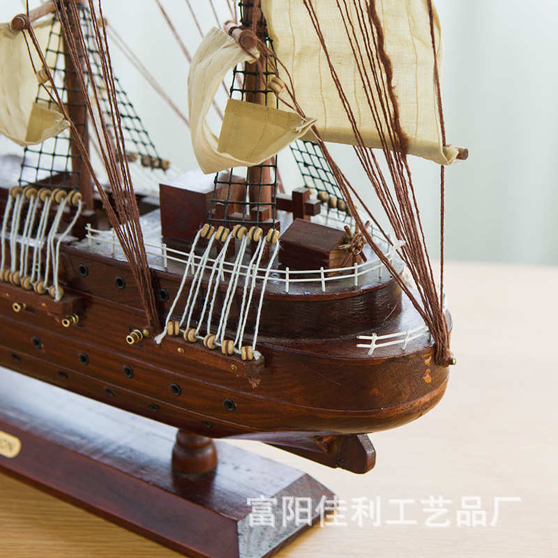 满载而归帆船工艺摆件办公室装饰地中海木质帆船模型礼品70