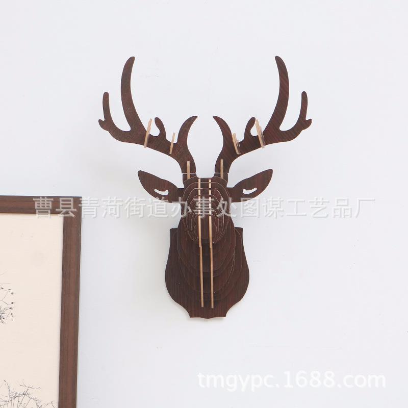 鹿头木质麋鹿头动物头玄关墙饰北欧墙面装饰壁挂墙饰鹿头大小号