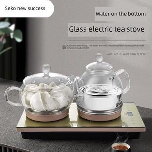 W7智能全自动底部上水电热水壶茶具套装 电茶炉玻璃水壶 新功 Seko