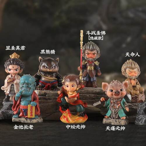 国风悟空盲盒高品质摆件公仔大圣摆件国潮玩西游周边树脂工艺品