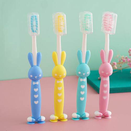 Wholesale pack of 4 cute children's suction cup toothbrushes