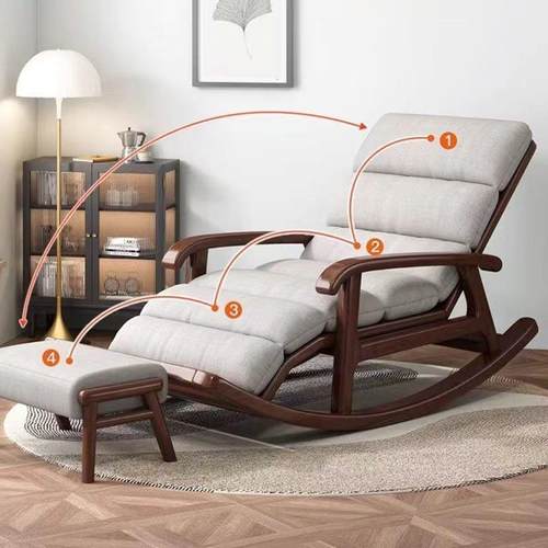 l全a新中式实木胡桃木懒人卧室摇椅XZZ-4964客厅Y大人老人午休睡