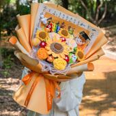 金榜题名创意毕业礼物送男女闺蜜老师彷真手工钩织向日葵毛线 线