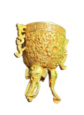 工艺品仿古做旧象足鎏金酒尊工艺品摆件酒杯桌面装饰品