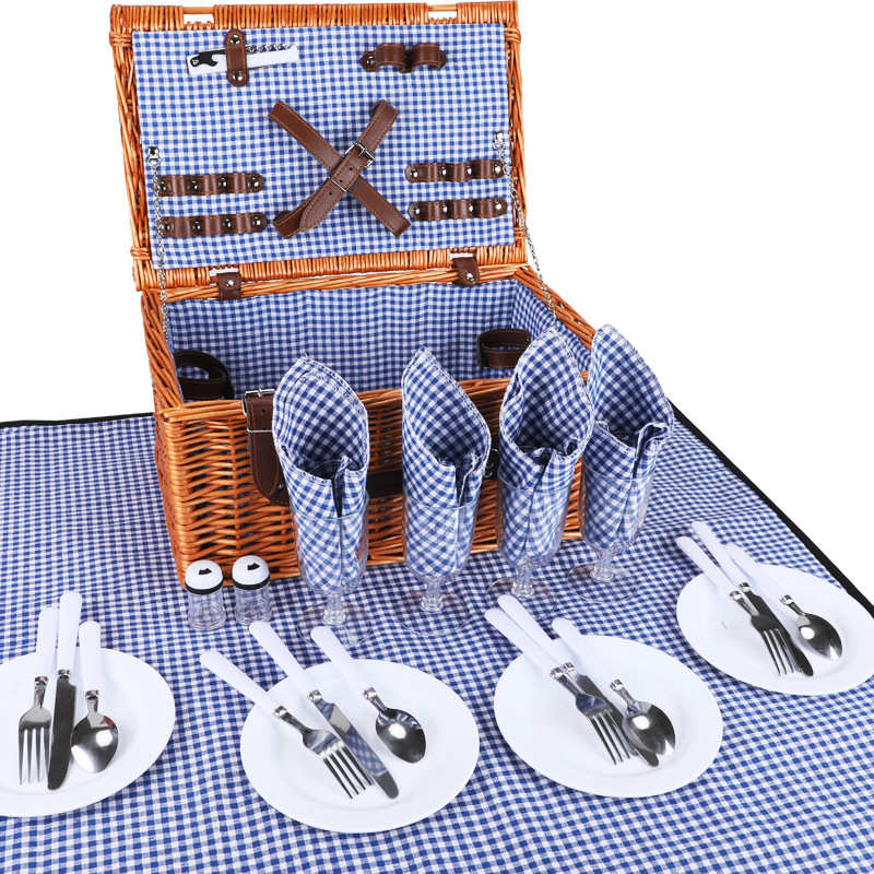 双人保温藤编柳条野炊四人柳编组组野餐外贸篮子袋野餐定制篮框篮