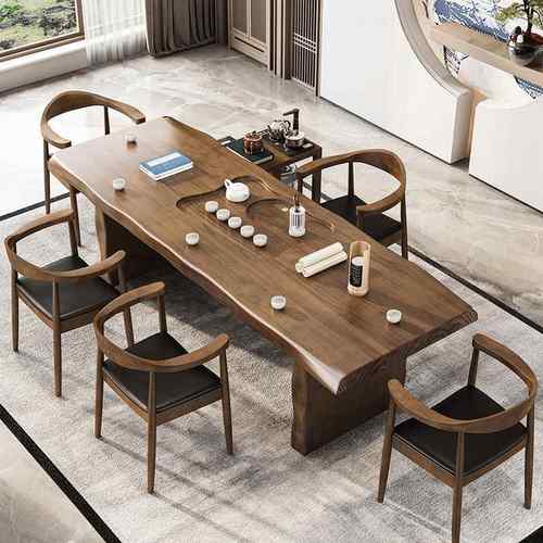 古典中式禅带茶盘实木桌茶桌家用客厅JYQ成套茶桌办公接待意泡茶