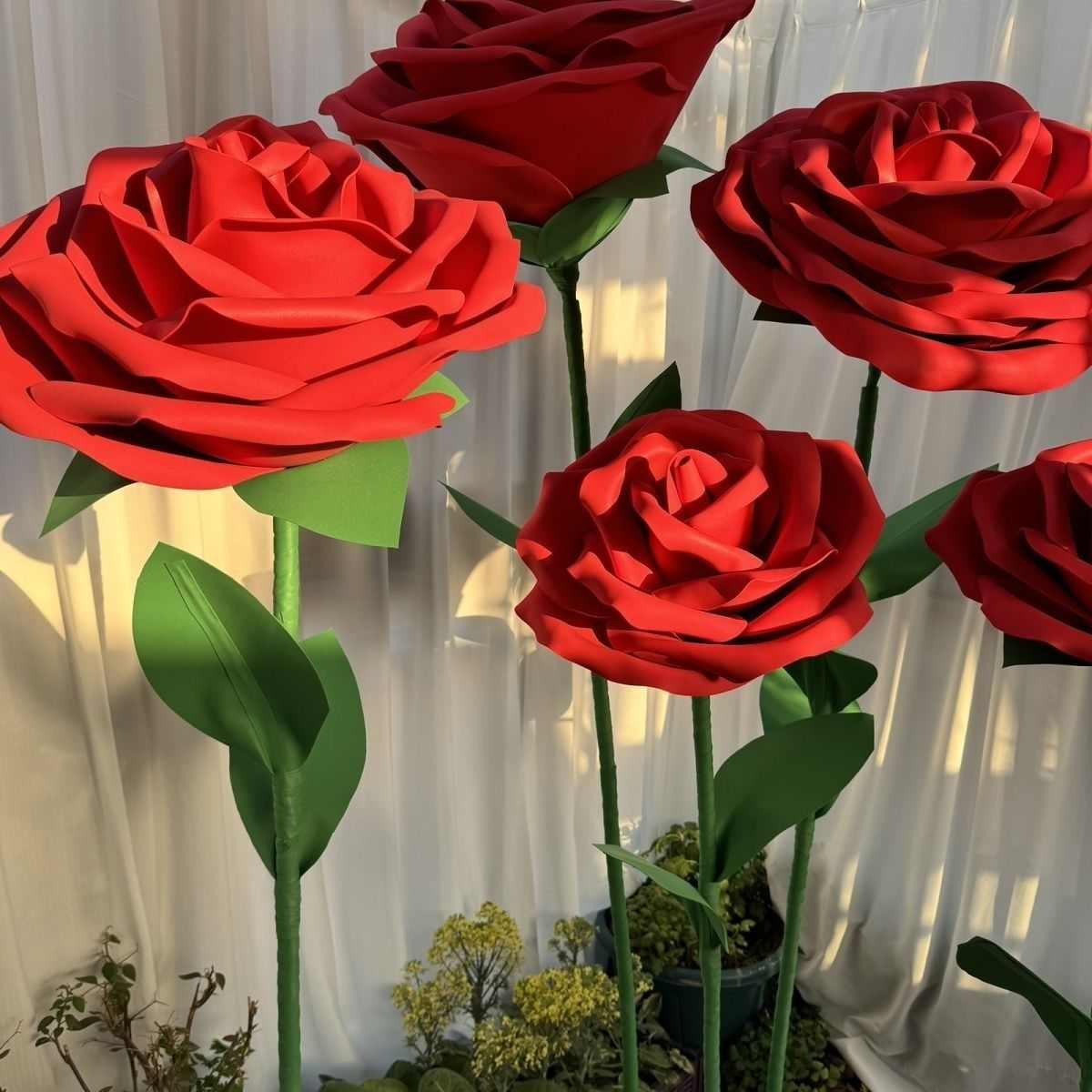 仿真纸艺花玫瑰花摆件婚庆商场大型店铺橱窗装饰婚礼美陈花艺布置