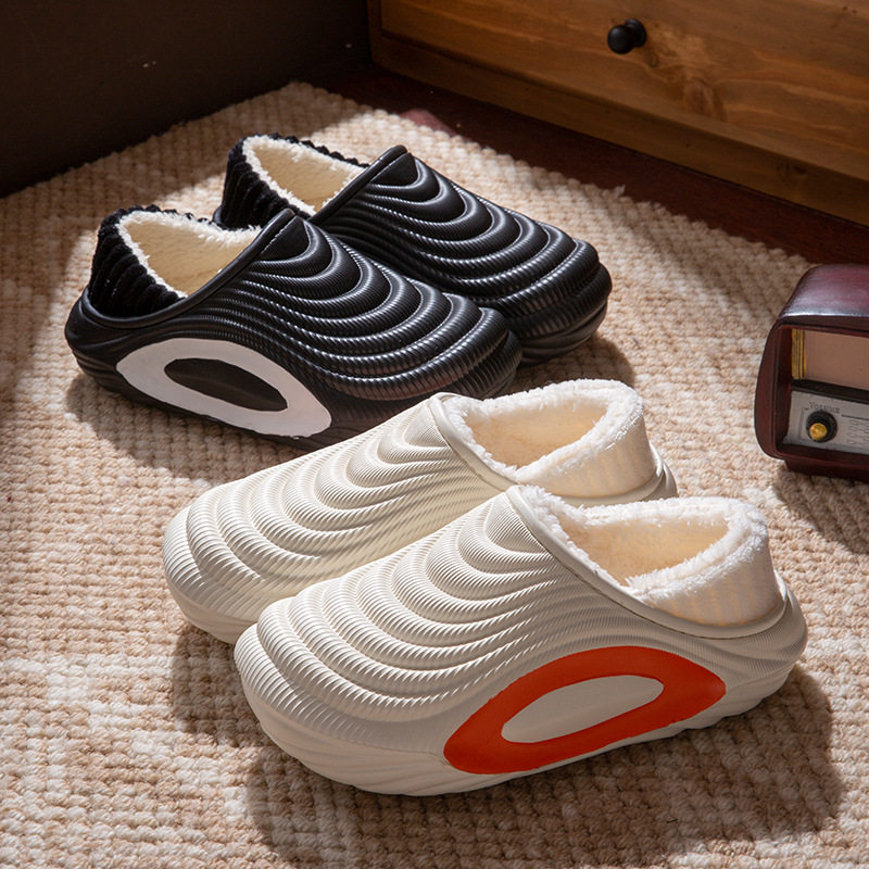 防水包跟棉拖鞋男秋冬季居家室内防滑保暖外穿加绒加厚情侣棉鞋女