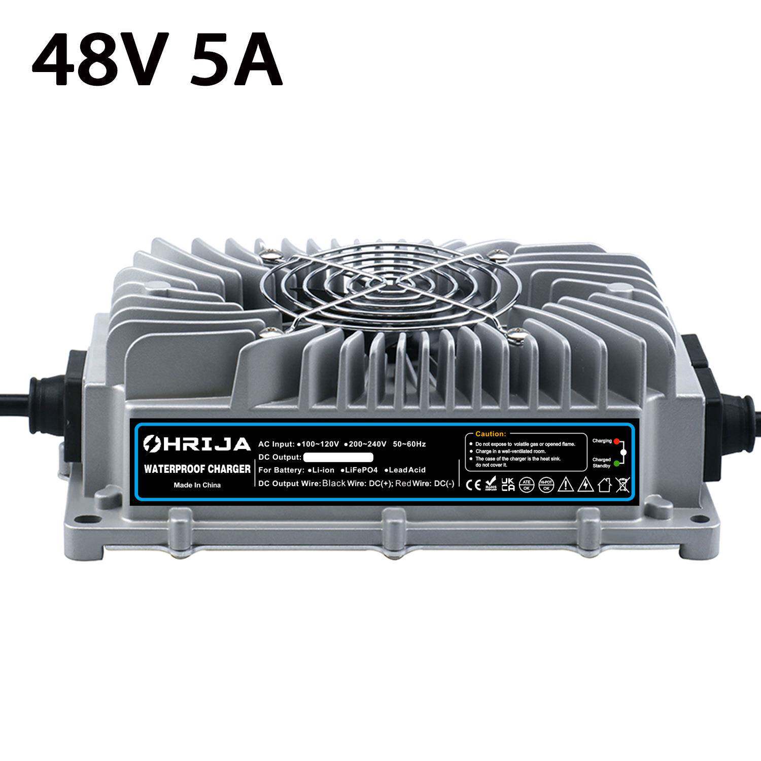 防水IP67铅酸48V5A高品质防水电池充电器4串铅酸电池充电器