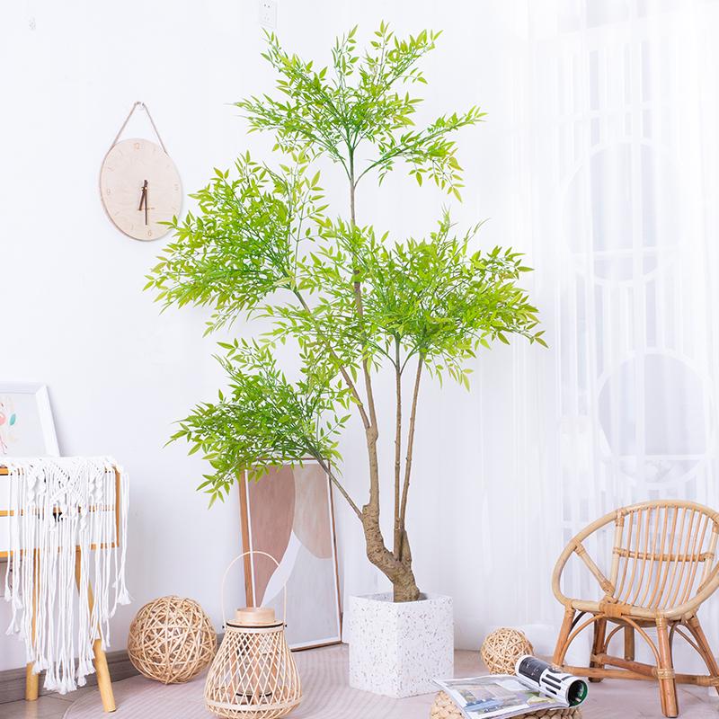 北欧ins风仿真南天竹植物假盆栽仿生绿植室内客厅落地树装饰摆件