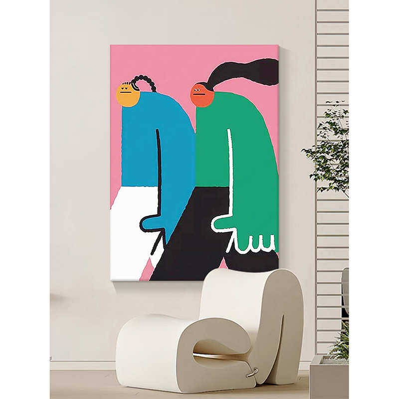 卡通趣味客厅玄关装饰画沙发背景墙抽象人物小众艺术卧室床头挂画,家居饰品,现代装饰画,淘宝优惠券,粉丝福利购,淘宝优惠卷
