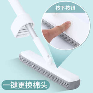 JW悠白拖把大号33cm胶棉家用懒人挤水免手洗一拖净海绵吸水墩