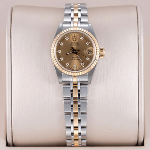 帝舵公主系列精钢18K金自动机械表22MM钻石女表92513 9.8新 经典 款