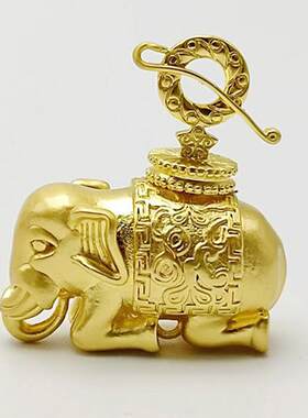 黄铜鎏金工艺峨眉山六牙象吊坠铜象工艺品摆件浮雕六牙大白象挂件