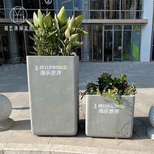 户外玻璃钢花箱商场公园可移动方形花盆创意园林景观花器工厂直销