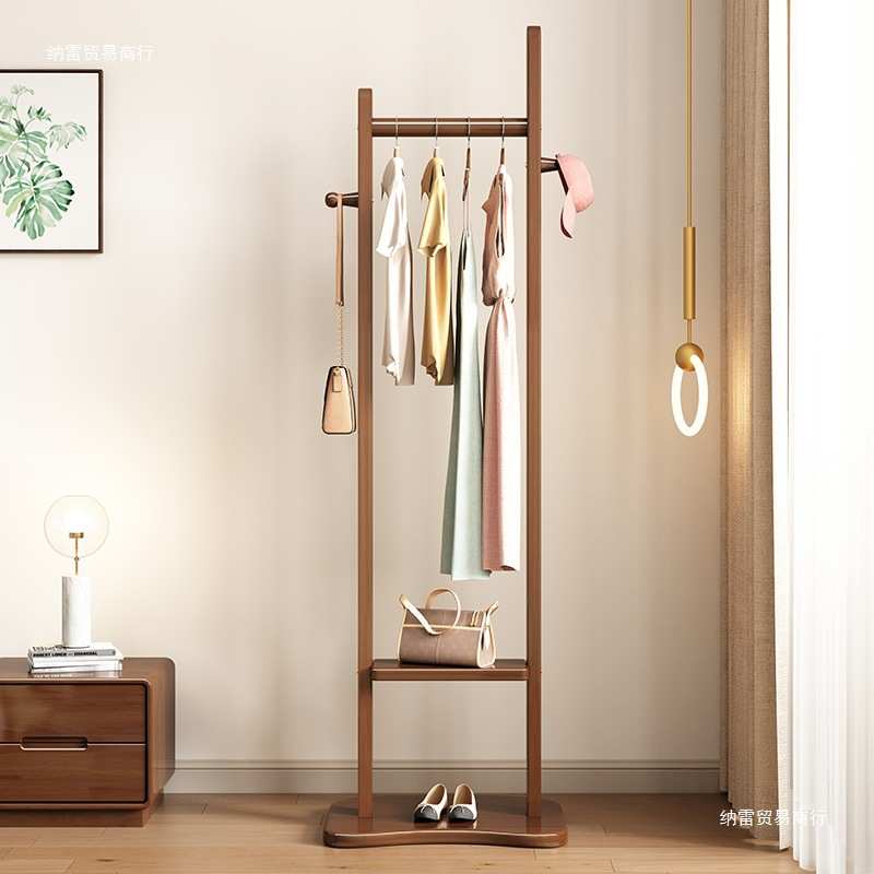 纳雷实木衣帽架卧室落地挂衣架家用进门玄关收纳鞋架客厅晾衣架置