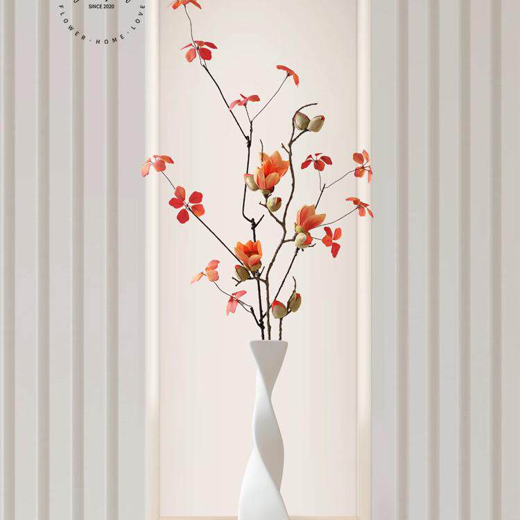 陶瓷花瓶摆件客厅插花仿真绿植花艺感高长款壁龛入户玄关