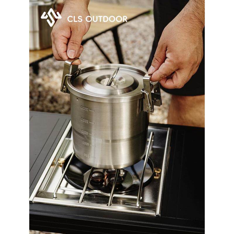 户外不锈钢锅具露营野炊装备全套炊具野营套装便携吊锅煮锅