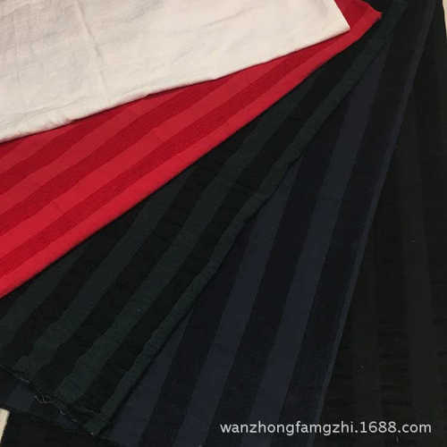 女装面料2018春秋款布麻棉植绒条子布宽条布提花服装面料布雪尼尔