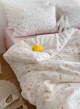 高档浪漫之日｜n1s田园单风i清新碎花被套纯棉三四件套绿色床.8床