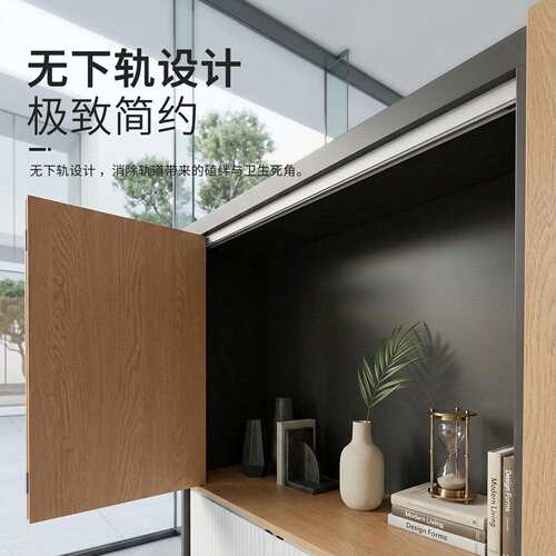 橱柜折叠门无下轨道配件 小型铝合金推拉双折门移门吊轮滑轨五金