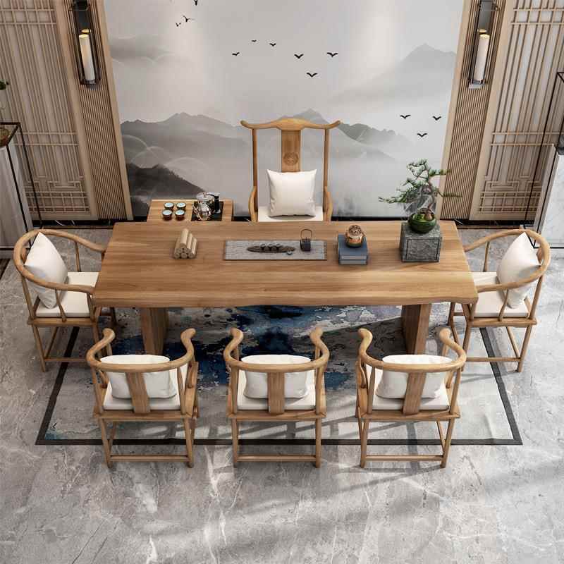 实木茶桌椅组合简约客厅茶几办公室功夫大板茶桌家用泡茶桌