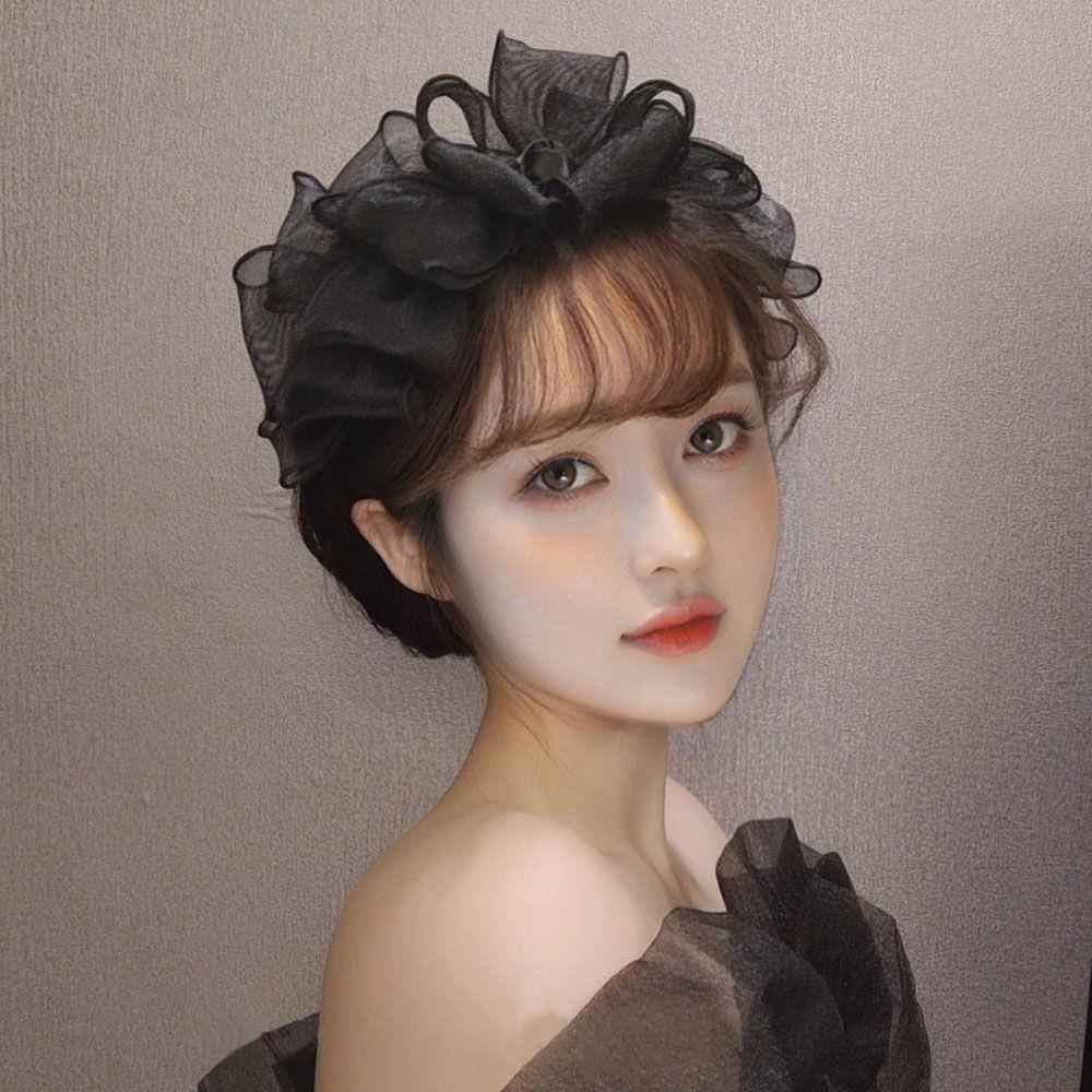 法式复古轻奢网纱大蝴蝶结发箍宽边发卡公主风发饰品新款