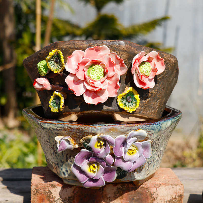 多边形大口径粗颗粒麦饭石多肉花盆透气手工捏花,鲜花速递/花卉仿真/绿植园艺,花盆,淘宝优惠券,粉丝福利购,淘宝优惠卷