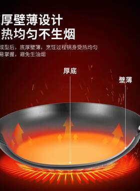 陆川铁锅无涂层家用铸铁平底锅烙饼煎牛排煎蛋不粘生铁电磁炉煎锅