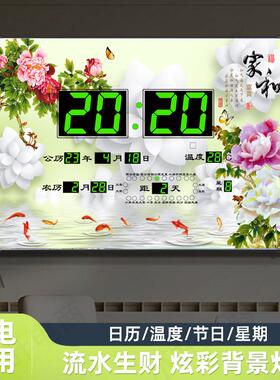 2025年新款数码万年历挂钟客厅大字体彩灯家用装饰画日历电子表