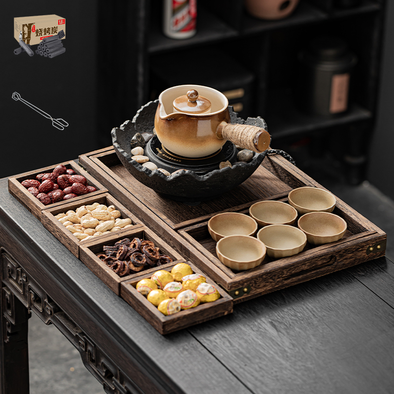 围炉煮茶器具全套电陶炉烤火炉烤奶罐罐壶套装煮茶室内家用煮茶壶