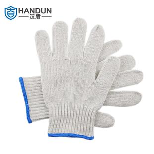 12付 汉盾 打 蓝色锁边 7针本白850g涤棉纱线手套 850G涤棉
