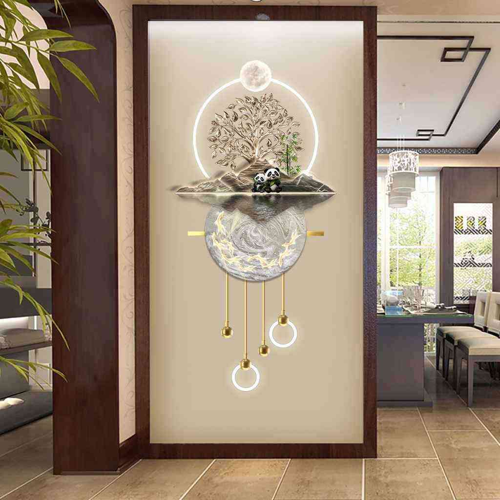 新中式九鱼玄关装饰画现代高档走廊尽头寓意好的立体led发光挂画图片