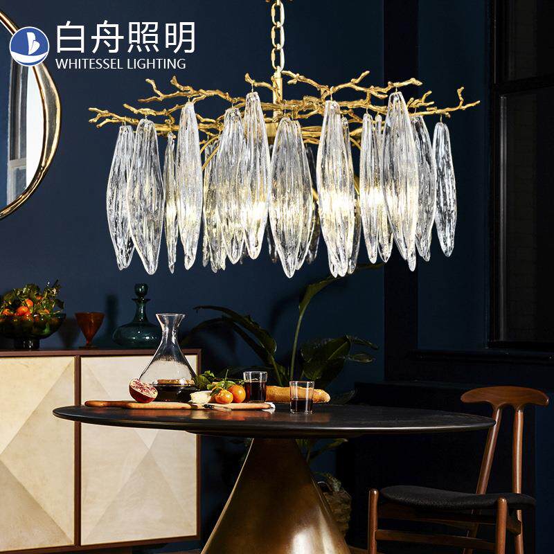 咖啡厅吧台吸顶灯全铜现代K9水晶客厅吊灯个性餐厅艺术树枝灯具厂
