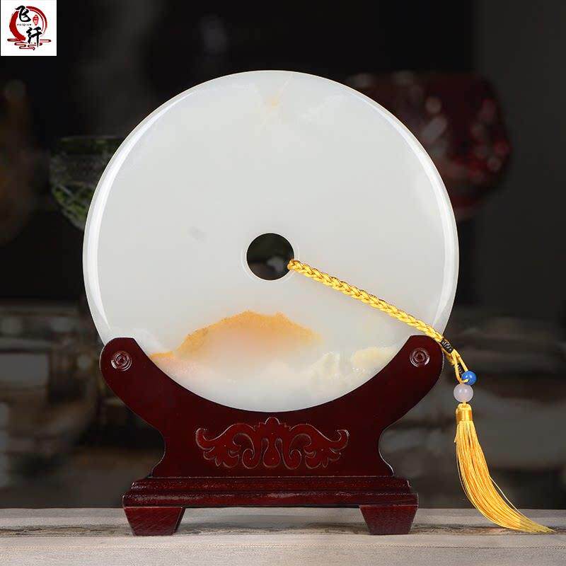 平安扣摆件天然玉石摆设怀古玉器送礼玉璧家居玄关办公室装饰品柜
