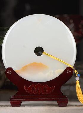 平安扣摆件天然玉石摆设怀古玉器送礼玉璧家居玄关办公室装饰品柜